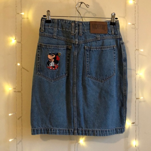 Vintage Disney Minnie Mouse Denim Pencil Skirt - Picture 2 of 8